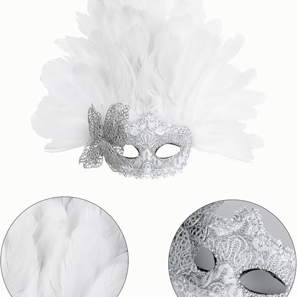 Feather Masquerade Mask - Picture 7 of 7